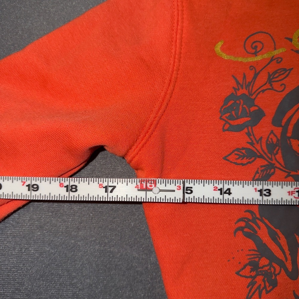 Ed Hardy Womens Orange Panther Dagger Tattoo Graphic Zip Up Hoodie Small Y2K - Picture 5 of 10